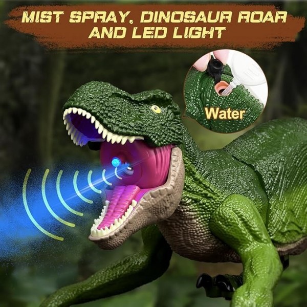 AZDYJL Remote Control Robot Dinosaur Toys for Kids 2-12, Realistic Jurassic Dinosaur World Indominus Rex Walking Toys with Mist Spray, Touch Sening, Light & Roar, Gifts for 3 4 5 6 7+ Year Old Boys