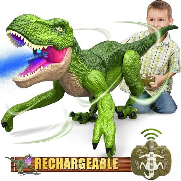 AZDYJL Remote Control Robot Dinosaur Toys for Kids 2-12, Realistic Jurassic Dinosaur World Indominus Rex Walking Toys with Mist Spray, Touch Sening, Light & Roar, Gifts for 3 4 5 6 7+ Year Old Boys