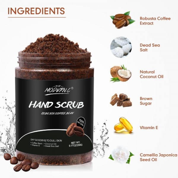 POP MODERN.C Coffee Exfoliating Hand Scrub with Natural Organic Brown Sugar and Coconut oil