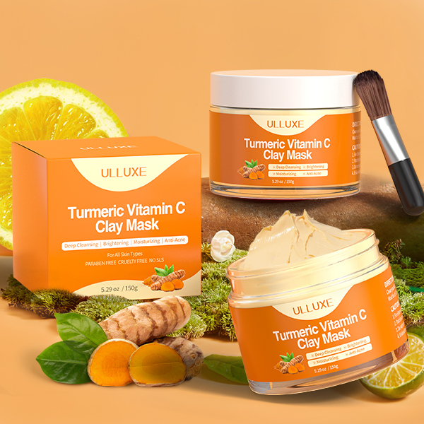 ULLUXE Turmeric Vitamin C Clay Mask for Face Brightening Hydrating, 5.29 oz