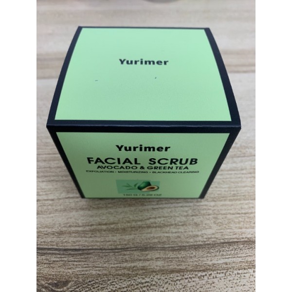 Yurimer Green Tea Facial Scrub, Yurimer Organic Avocado & Green Tea Face Scrub With Brush, Exfoliating Facial Scrub Moisturizes Face, Exfoliating Face Wash to Treat Acne, Blackheads, Large Pores and Oil
