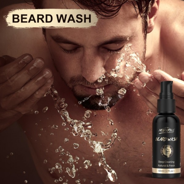 POP MODERN.C Beard Growth Kit Beard Grooming Kit 6pcs Beard Wash Shampoo Beard Oil Beard Balm Beard Comb Brush Scissors Best Gift for Men for Valentine's Day Christmas Father's Day Birthdays