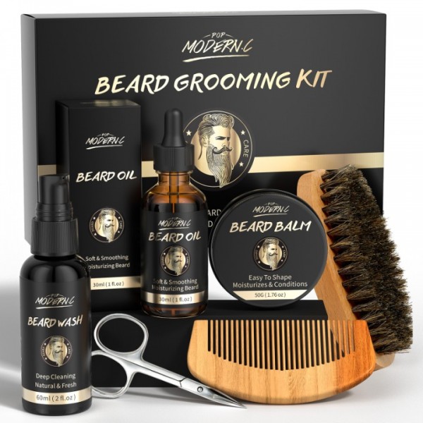 POP MODERN.C Beard Growth Kit Beard Grooming Kit 6...