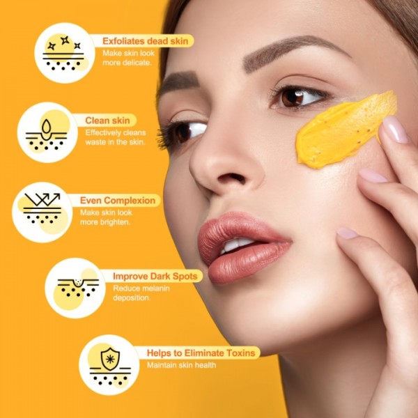 POP MODERN.C Vitamin C and Turmeric Face Scrub Cream Organics Microdermabrasion Facial Scrub Exfoliating Clears Blackheads Improve Dark Spot Acne with Strawberry Extract Exfoliator