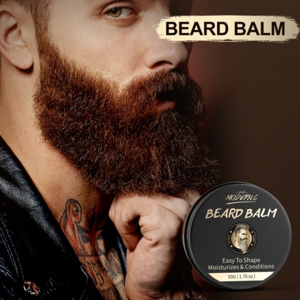 POP MODERN.C Beard Growth Kit Beard Grooming Kit 6pcs Beard Wash Shampoo Beard Oil Beard Balm Beard Comb Brush Scissors Best Gift for Men for Valentine's Day Christmas Father's Day Birthdays